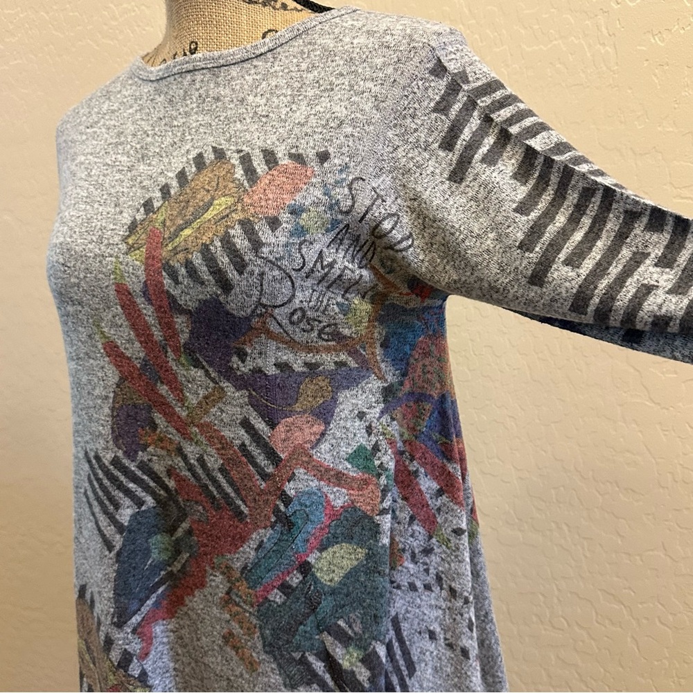 Inoah | Gray Long Sleeve Patterned Tunic - image 2